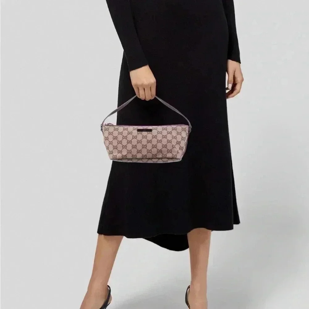Gucci GG monogram boat pochette top handle neutral s canvas shoulder/ handbag - Picture 11 of 11